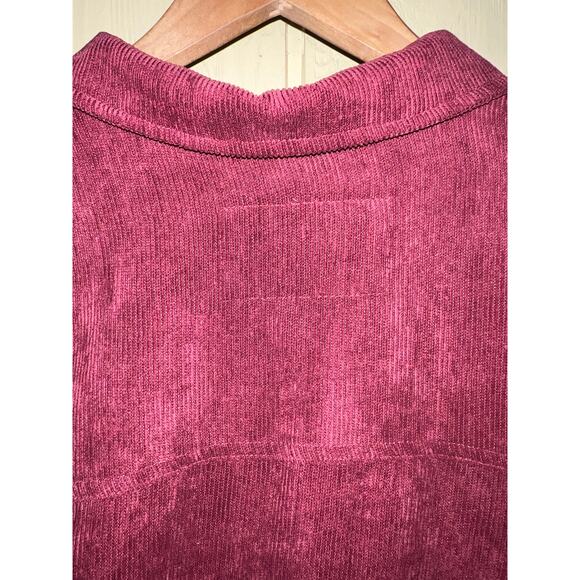 Rue 21 X-Large Fray Raw Corduroy Crop Jacket Shacket Top Wine Oversized XL NEW - Picture 5 of 10